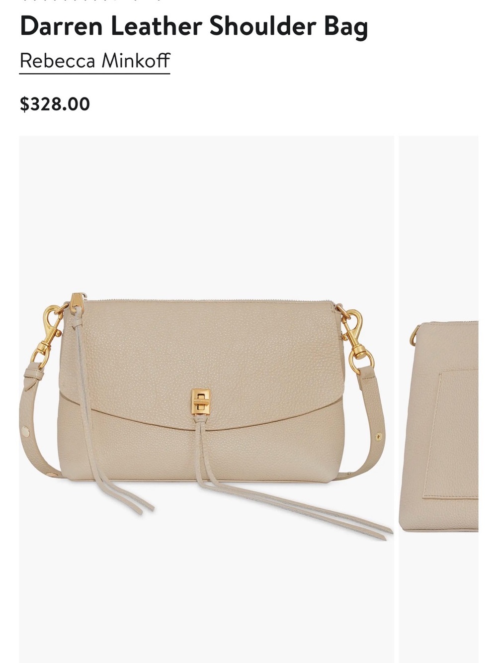 Rebecca Minkoff Cream Darren Pebbled Leather Shoulder Bag with Tassel